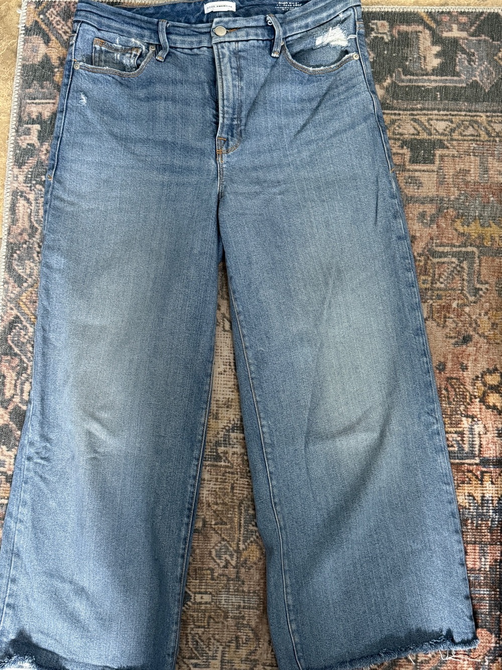 Good American Wide Leg Women's Jeans in Light Blue